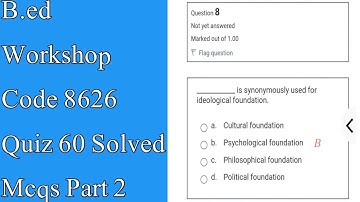 B.ed Workshop Code 8626 Quiz Solved Mcqs Part 2| 8626 Solved Quiz | 8626 Quiz Correct Answers |