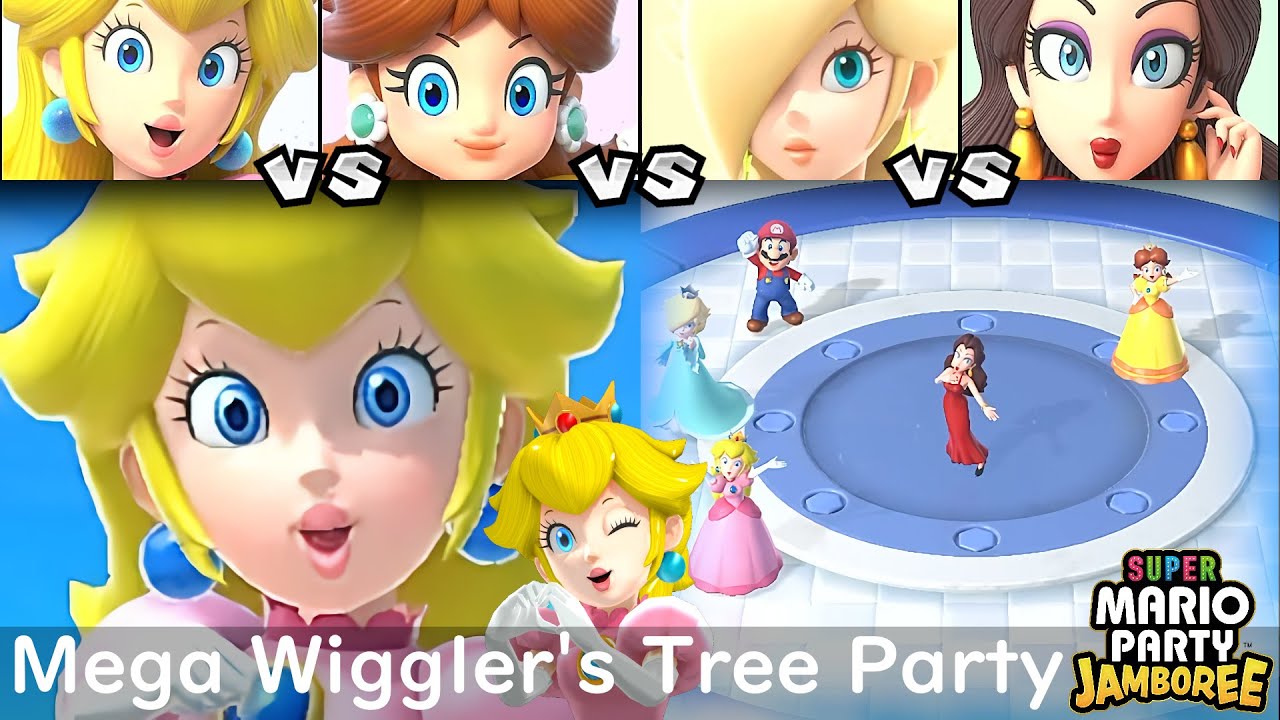 Super Mario Party Jamboree Peach vs Daisy vs Rosalina vs Pauline in Mega Wiggler's Tree Party