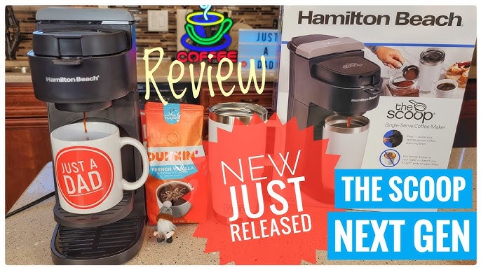 Hamilton Beach The Scoop Single Serve Coffee Maker & Fast Grounds Brewer,  Brews in Minutes, 8-14oz. Cups, Stainless Steel
