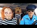 Chucky Saves Puppy from Police Car Ride Chase!
