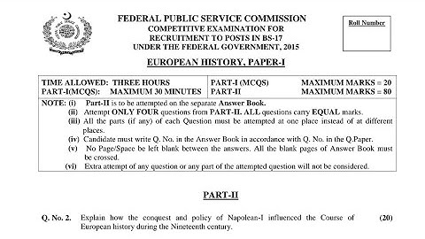 CSS PAST PAPERS - 2015 - EUROPEAN HISTORY PAPER - OPTIONALLY SUBJECT  (GROUP 4)