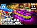 [4K] River Walk at Night in San Antonio, Texas USA - Virtual Walking Tour & Travel Guide 🎧 Binaural