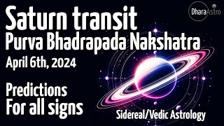 Purva Bhadrapada Nakshatraay Malikanesinde Satürn Geçişi 6 Nisan 2024