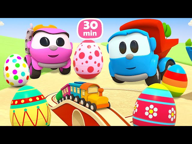 Léo, o caminhão, vai inspecionar os carros de brinquedo! História infantil  . Vídeo infantil. 