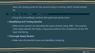 Resolving Syntax Error in SQL Statement with JPA Queries in Spring MVC
