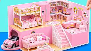 🐰🏡Make Adorable Modern Pink Bunny House With Bunk Bed From Cardboard (EASY)|DIY Miniature House💗