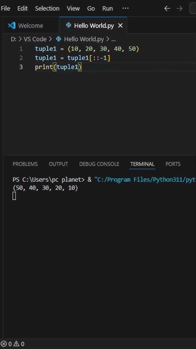 Python masters code for reverse a tuple #python #coding #functions # ...