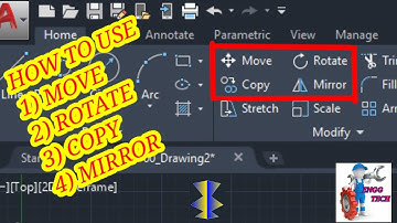 How to use MOVE, ROTATE, COPY & MIRROR COMMAND in AUTOCAD || MODIFY tool bar ||