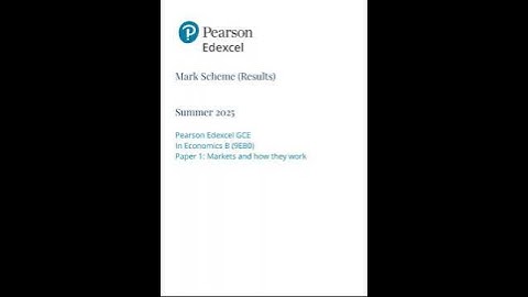 PEARSON EDEXCEL A LEVEL ECONOMICS B PAPER 1 MARK SCHEME 2025 (9EB0/01: Markets and how they work)