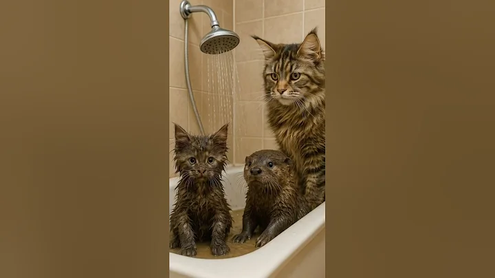 Video 11046071: adorable maine coon kitten, cute maine coon kitten, cat mom kitten, mom cat gently