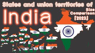🌏States and union territories of India🌏 Size Comparison (2023)