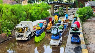 Wow !!! Mobil Truk Tronton Panjang Bongkar Penuh Mobil Mobilan Truk Mixer, Bus Basuri, Ambulan 