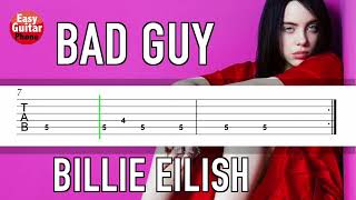 Billie Eilish - Bad Guy - EASY GUITAR RIFF + TAB
