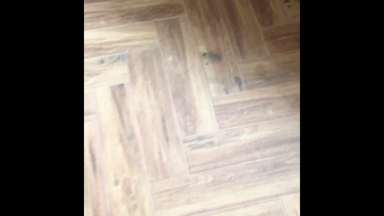 Herringbone tiles after grouting - YouTube