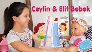 Ceylin, Elif Bebeğe Temizlik Kurallarını Öğretiyor - Little baby Elif, learns cleaning rules