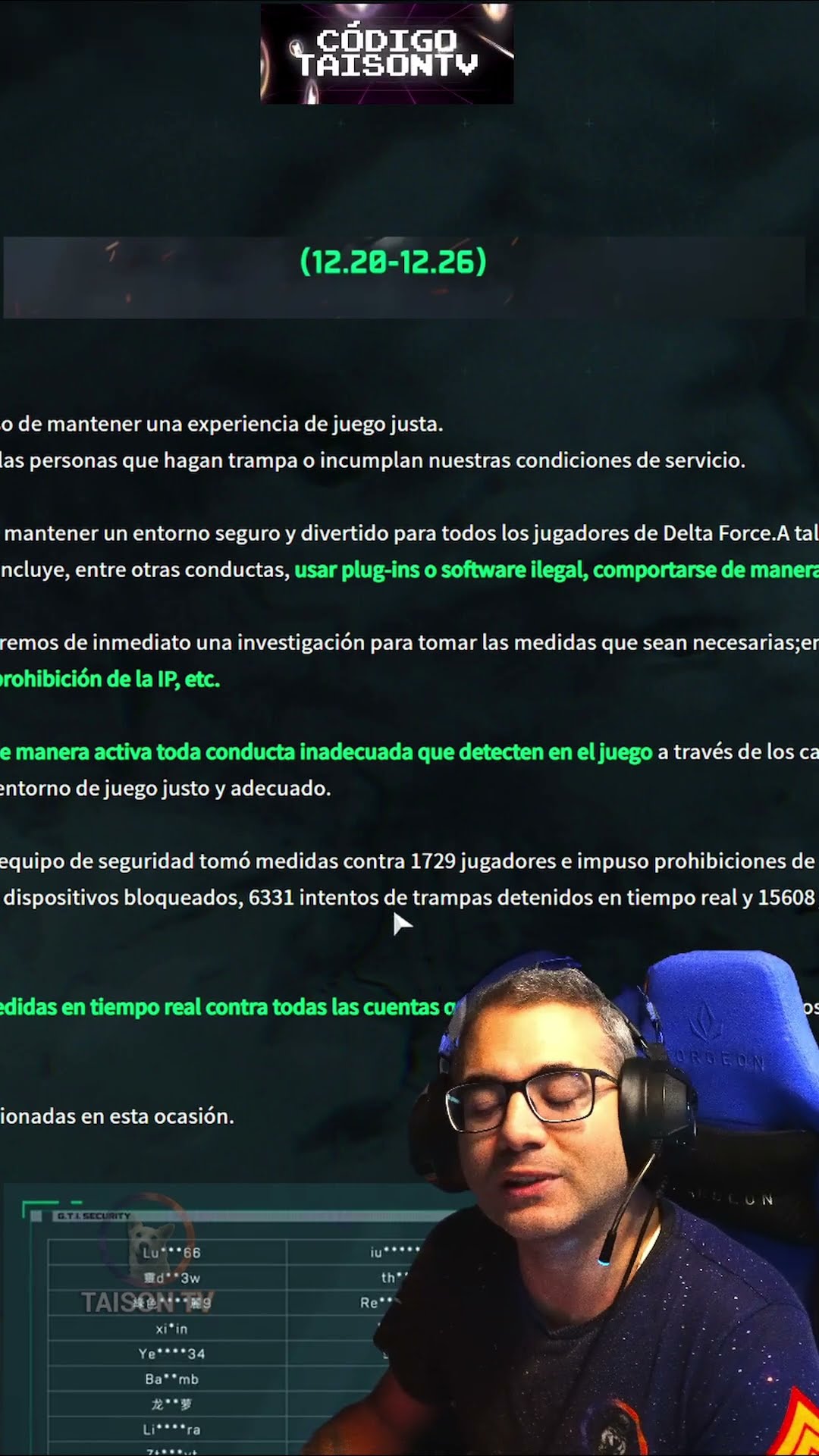 Ola de Bans Semanal de Delta Force del 20 al 26 de Diciembre Cazaron a todos estos tramposos