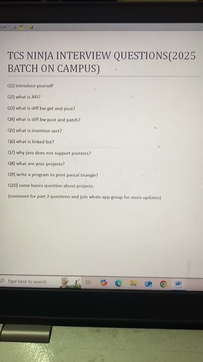 Tcs on campus interview questions batch 2025 part 1 #tcs #trending # ...