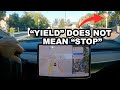 Tesla Full Self Driving stops instead of yields for roundabouts!