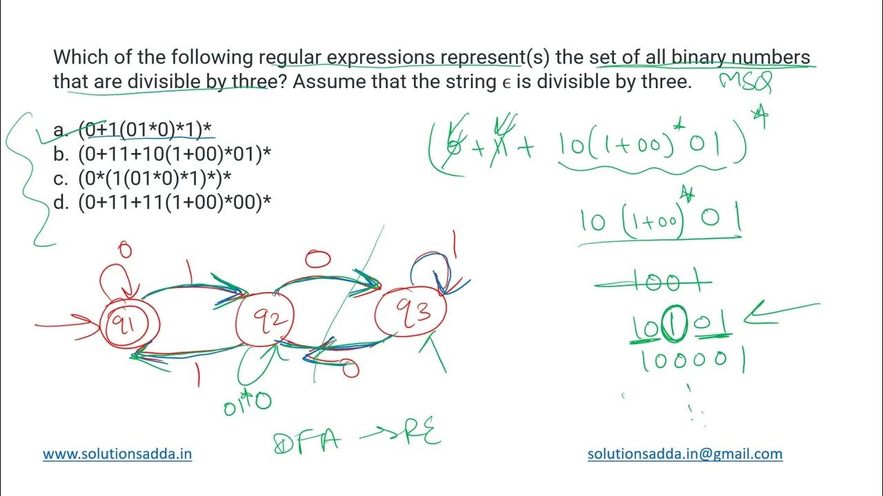 GATE 2021 SET2 TOC REGULAR EXPRESSIONS GATE TEST SERIES SOLUTIONS ADDA EXPLAINED BY