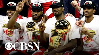 The toronto raptors defeated golden state warriors, 114-110, to win
their first-ever nba title. they're first non-u.s. team win. bill
reiter of cbs sports hq broke down how did ...