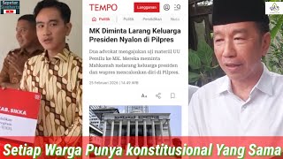 Jokowi Tak Tinggal Diam Gibran Dijegal Pilpres 2029, Keluarga Presiden Dilarang Nyalon Digugat MK