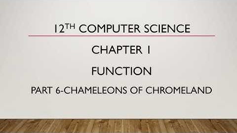 PART 6 || CHAPTER 1|| FUNCTION || 12TH COMPUTER SCIENCE || TNSCERT