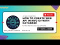 How to Create a Web API in ASP.NET MVC with SQL Database |C# #api #apicode #sql #coding