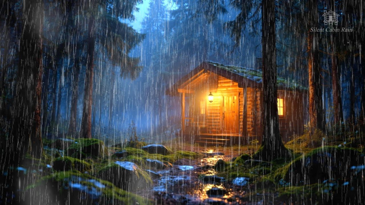🌧️ Cozy Cabin in the Rain | Heavy Rain Forest Ambience for Sleep ...