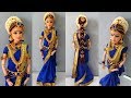 Barbie doll saree making | South indian bridal doll dress and jewellery | Barbie saree draping