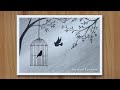 How to draw birds want freedom  birds in cage drawing  pencil sketch for beginners