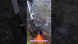 HIGH-HEAT WEED BURNER 😳 easy mobile clearing #shorts #gardening #tools #innovation #outdoor