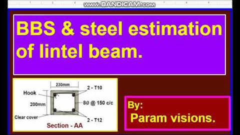 Bar bending schedule (BBS) of lintel beam/ Calculating the cutting length of bars in a lintel beam.