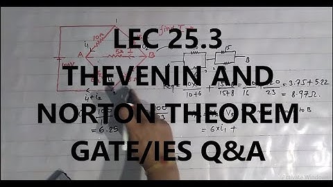 Network Theory 25.3 | Thevenin theorem problems | GATE/IES Questions | Nortons theorem problems |