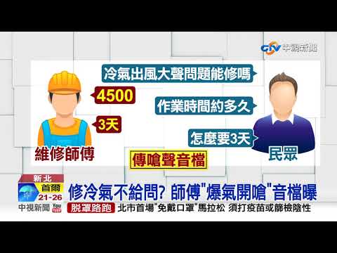 冷氣為何要3天? 師傅錄音嗆"讓你湊錢啦!"│中視新聞 20211004