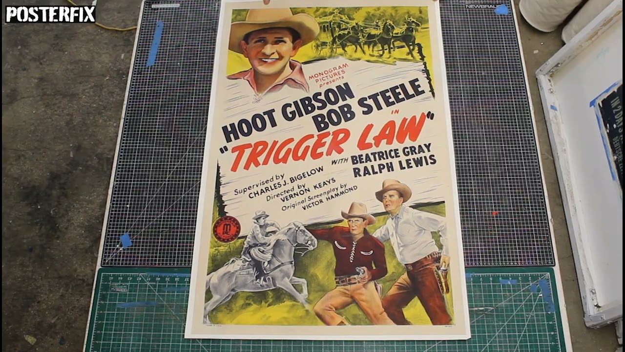 A Collection of B-Movie Western Lithograph Posters after Linen Backing
