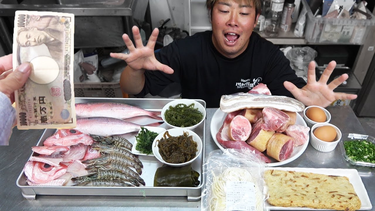 【巨大料理】1万円食材で最強の欲望沖縄そば作ってみた