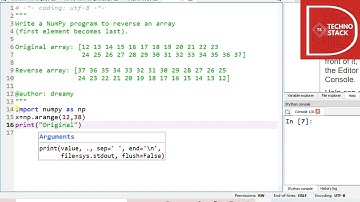 NUMPY Program to reverse an array in a givan range.