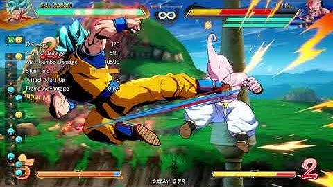 DBFZ v1.25 Goku Blue scaled limit break sparking combo (8025 damage off j.M starter)