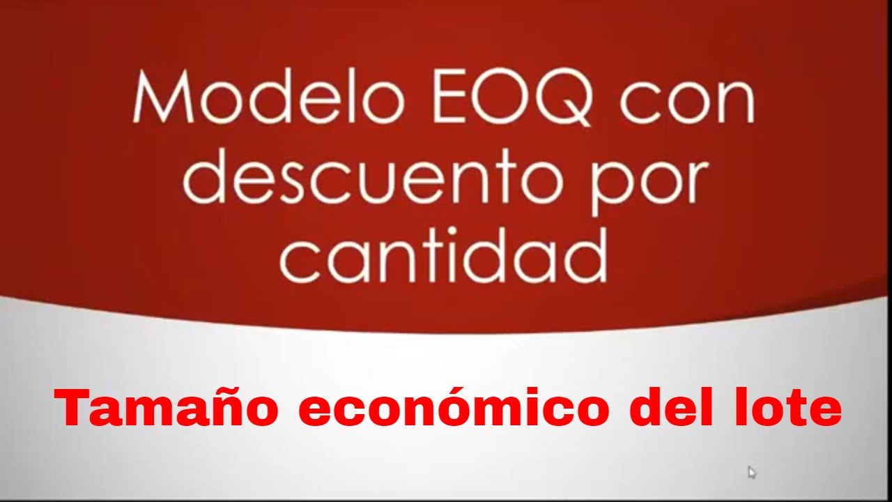 EOQ con descuento por cantidad Tamaño del lote económico - YouTube