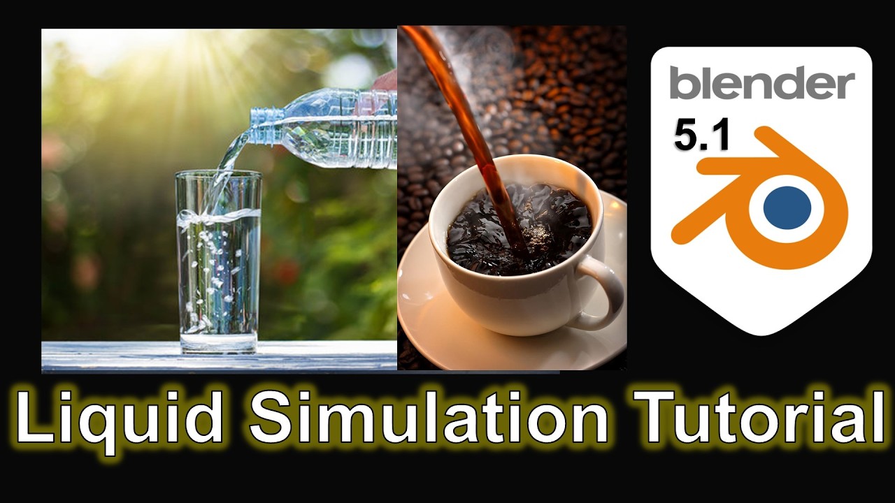 Blender 5.1 Liquid Simulation Tutorial | Beginner Fluid Flow Into Cup ...