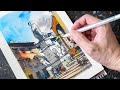 Statue on steps in florence timelapse sketch