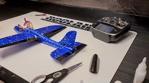 Cheap free flight toy to RC airplane - Building and maiden flight video - chuck glider rc conversion