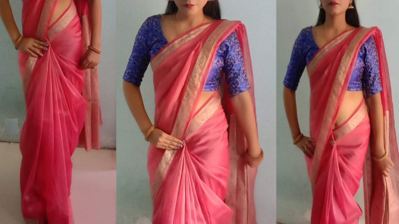 Try this Weird Trick Once to look perfect/Paper Silk Saree Drape Easy ...