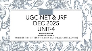 UGC NET DEC 2025 I CLASS – 10 | COMMERCE | BUSINESS FINANCE – 04