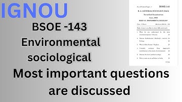 BSOE- 143 Environmental sociological|| previous year question paper #ignou #bsoe143 #questionpaper