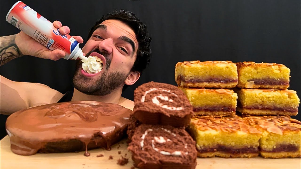 ASMR MUKBANG CHOCOLATE CAKE, CHOCOLATE FUDGE CAKE, ALMOND CAKE, CHOCOLATE CAKE ROLL 초코 케이크