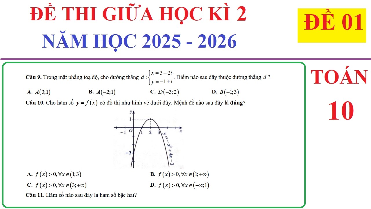 TOÁN 10 - ĐỀ 1 - ĐỀ THI GIỮA HỌC KÌ 2 TOÁN 10 NĂM 2025-2026. ÔN TẬP HỌC KÌ 2 SGK MỚI KNTT
