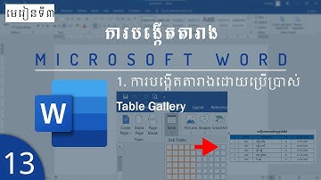ការបង្កើតតារាង, ការបង្កើតតារាងដោយប្រើប្រាស់ Table Gallery | How to create table using Table Gallery