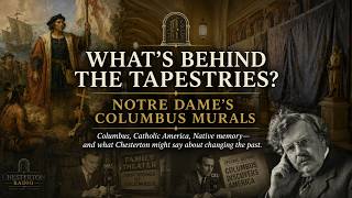 What’s Behind the Tapestries? Notre Dame’s Columbus Murals
Twelve paintings have stood inside Notre Dame’s Main Building since the 1880s. Today, they are hidden behind tapestries.
Why?
This Common Room Deep Dive goes back to Father Edward Sorin and Luigi Gregori, when Christopher Columbus carried a particular meaning for Catholics trying to find their place in American life. We then follow the story through old-time radio’s heroic Columbus, the perspective of the Pokagon Potawatomi, and Father John Jenkins’s decision to cover—but preserve—the murals.
Along the way, we ask a distinctly Chestertonian question: When our understanding of the past changes, should we hide what earlier generations left us—or understand it more deeply?
Chesterton spoke of tradition as the “democracy of the dead,” giving our ancestors a voice alongside our own. But that raises another question: whose voices were missing from the old story?
Perhaps the answer to incomplete history isn’t less history.
Perhaps it is more history.
No culture-war shouting. No predetermined verdict. Just two friends in the Common Room looking behind the tapestries and asking what these remarkable paintings can tell us about Notre Dame, Catholic America, Native America—and ourselves.
The paintings haven’t changed. We have.
Get full access to CHESTERTON RADIO at chestertonradio.substack.com/subscribe (https://chestertonradio.substack.com/subscribe?utm_medium=podcast&utm_campaign=CTA_4) What’s Behind the Tapestries? Notre Dame’s Columbus Murals
