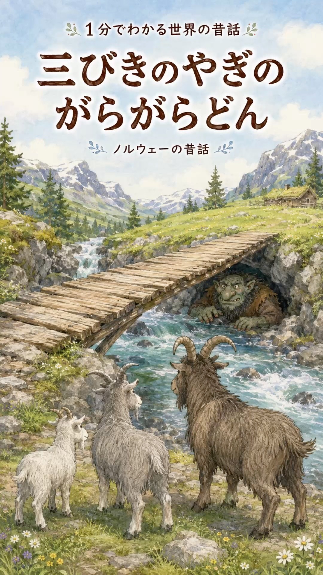 1分でわかる世界の昔話】三びきのやぎのがらがらどん｜橋の下のトロル